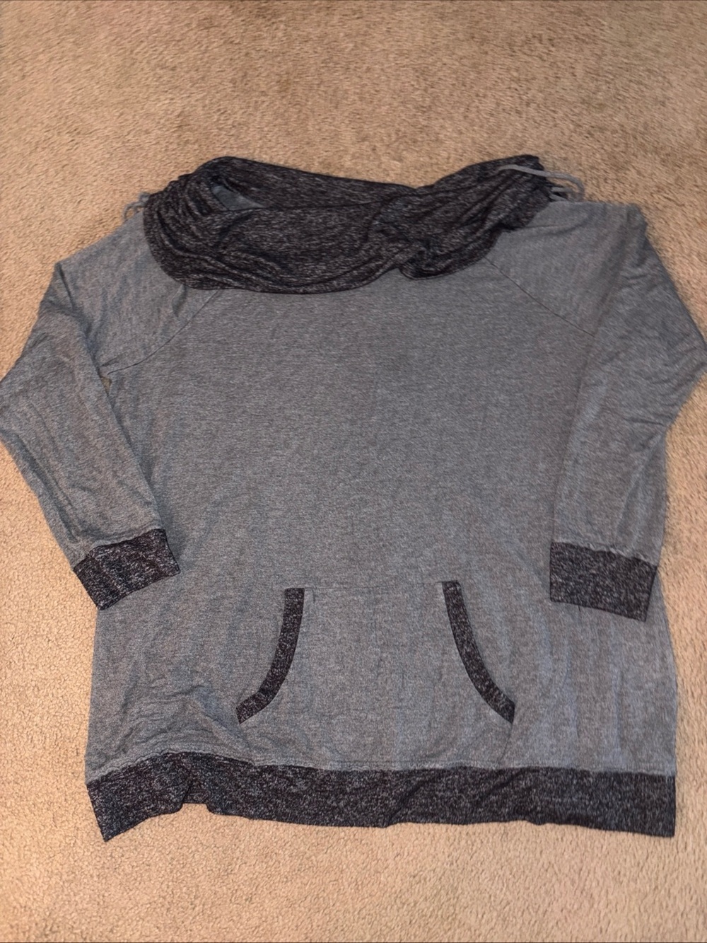 Women’s Maurice’s size2 plus Cozy Grey Scoop-Neck Sweater with Contrast Trim